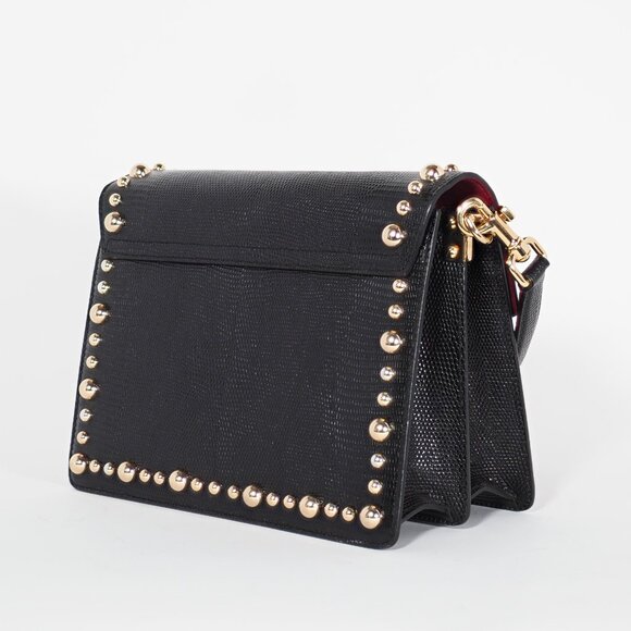 Dolce & Gabbana Black Medium Lucia Shoulder Bag Gold Studded Leather - Picture 6 of 16